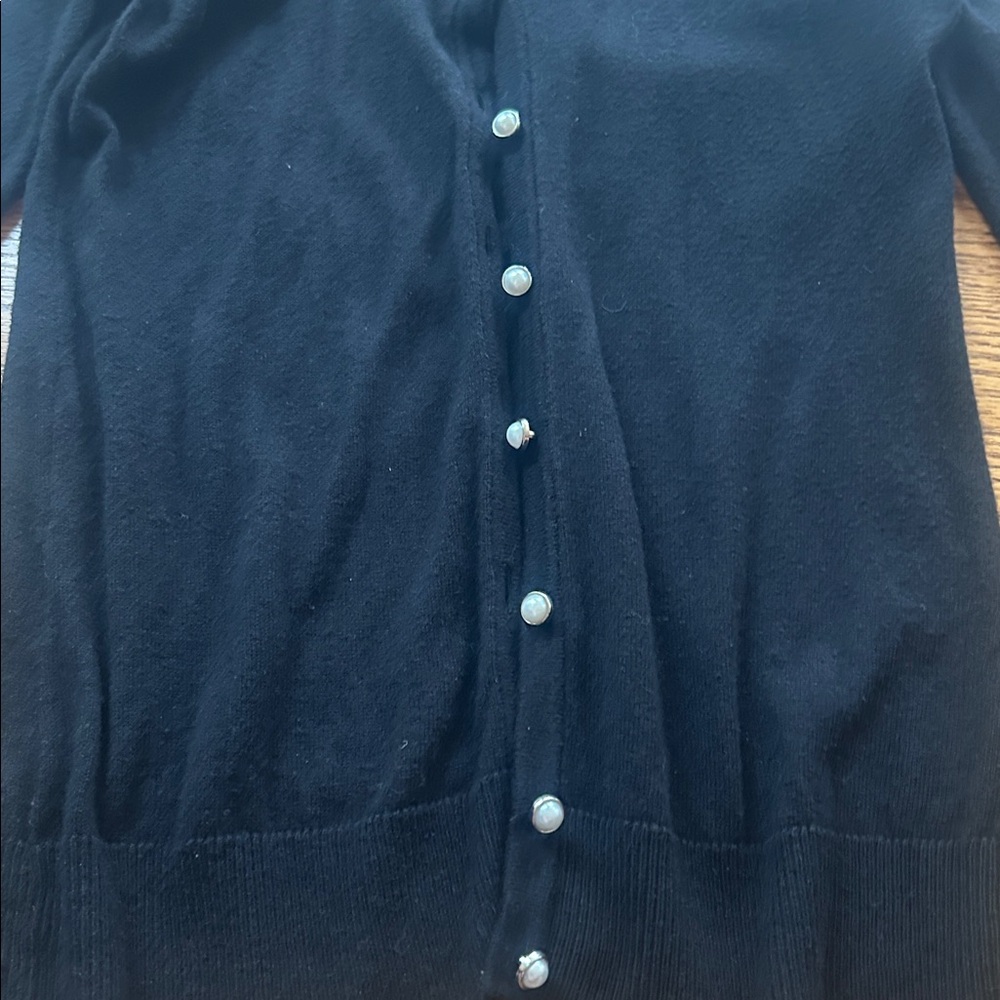 7th Avenue Design Studio NY and Company Black Cardigan with pearls Size XS - Picture 4 of 10